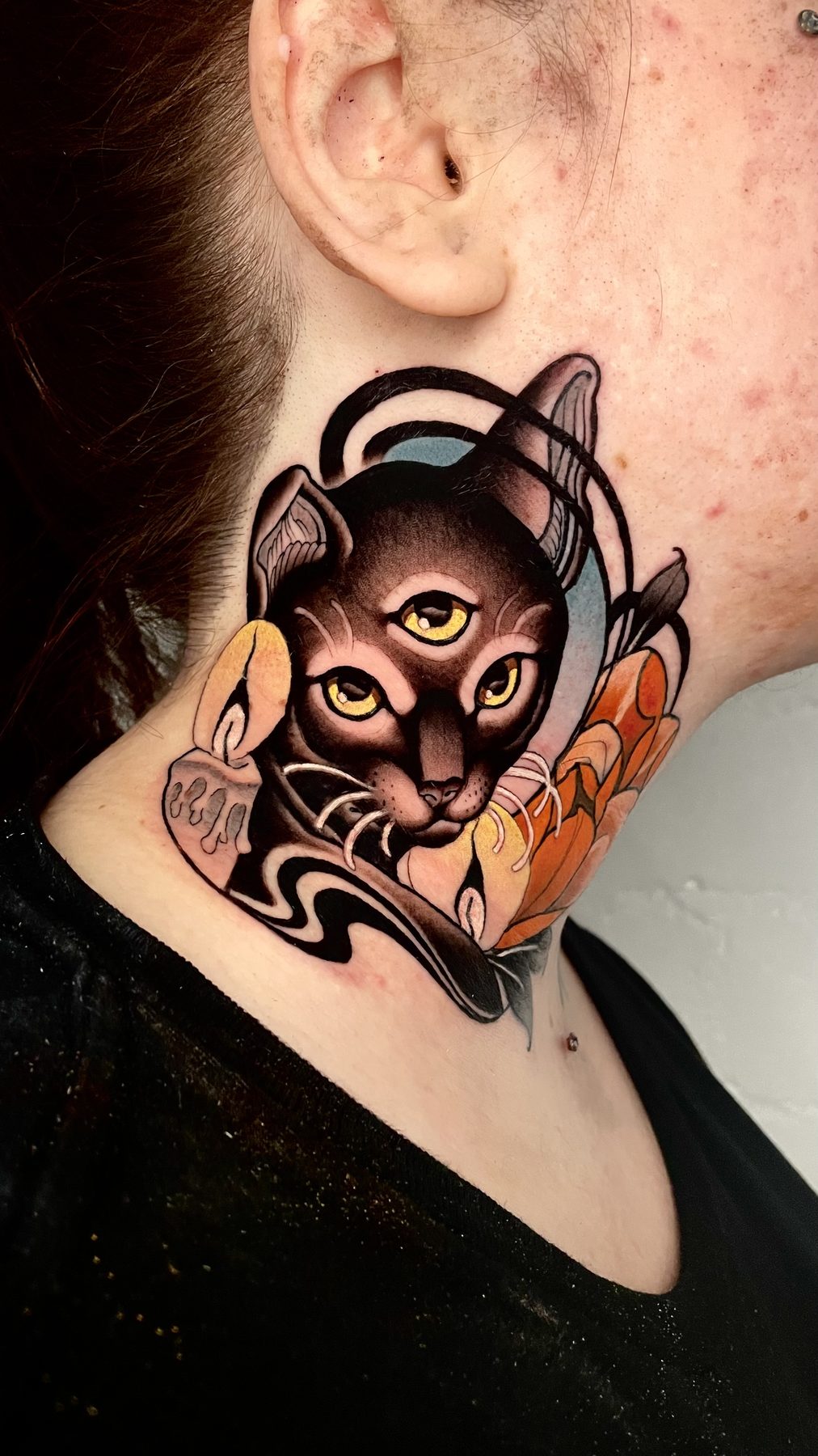Cat & Candle Neck Piece