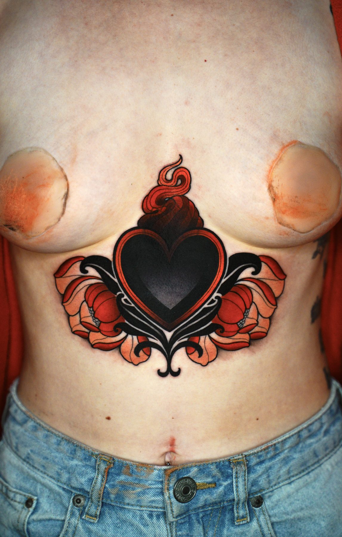 Flaming Heart Chest Piece