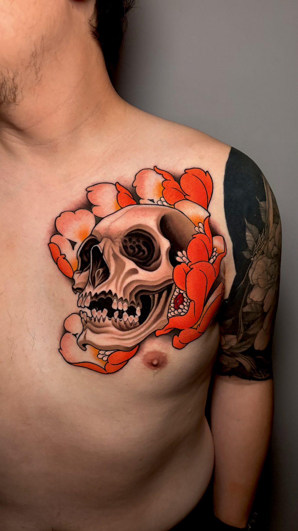 Floral Skull Chest Piece