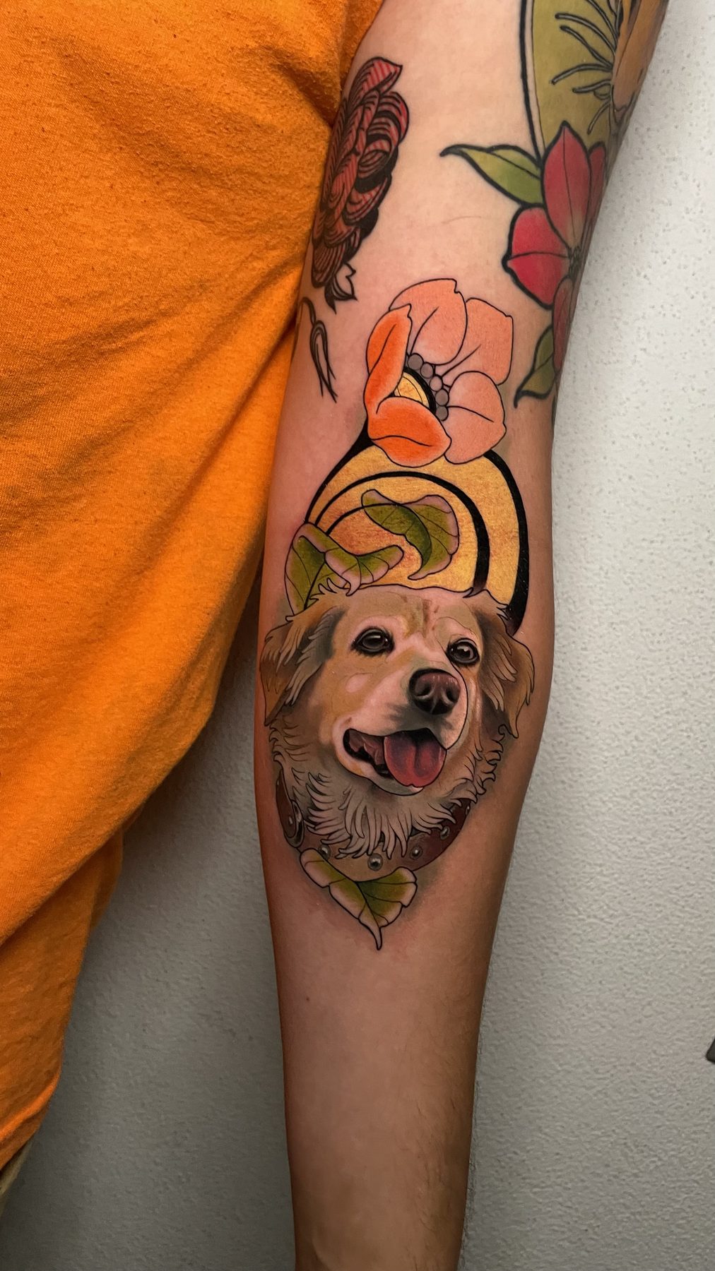 Golden Retriever & Poppies