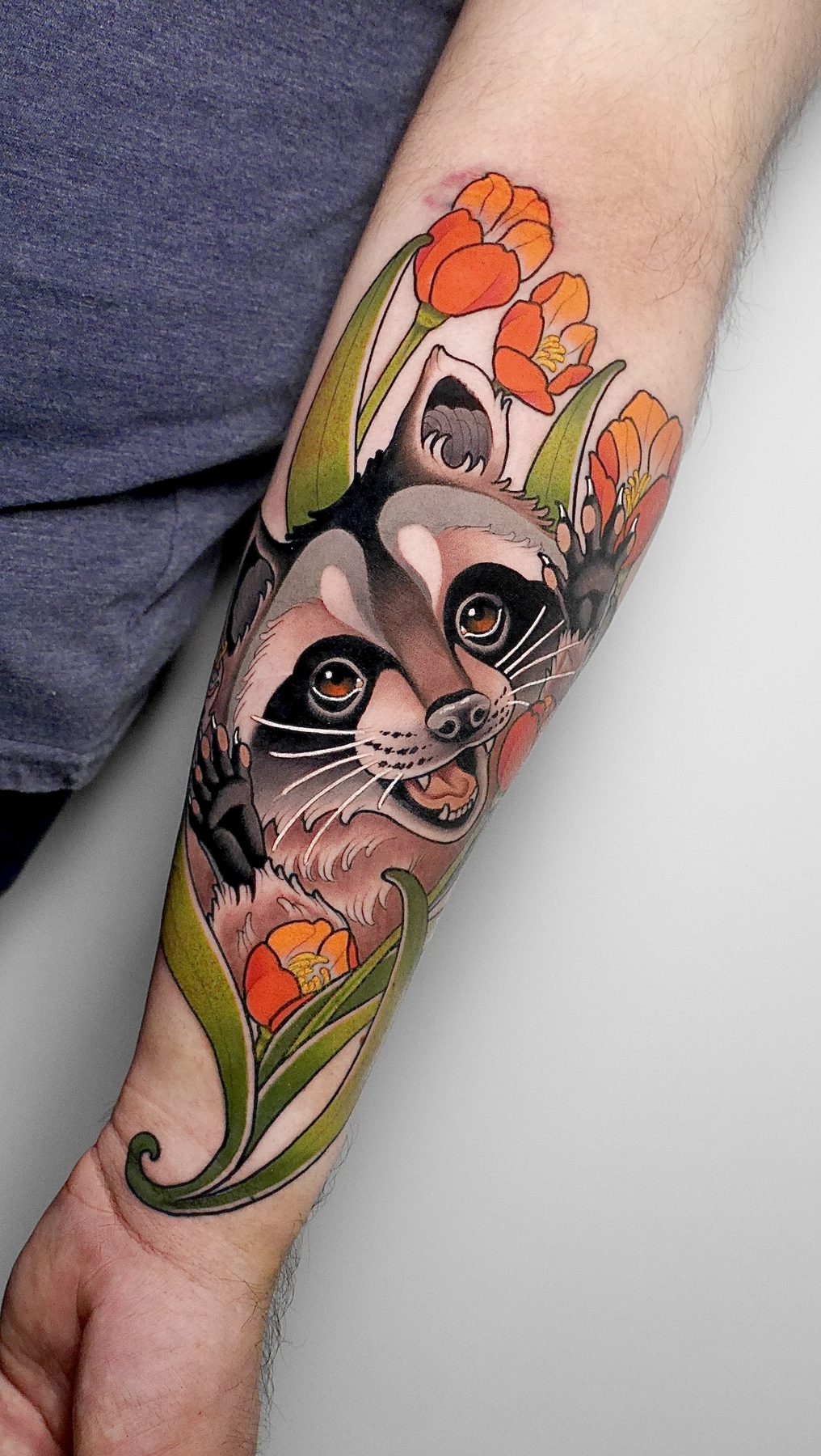 Raccoon & Tulips Forearm